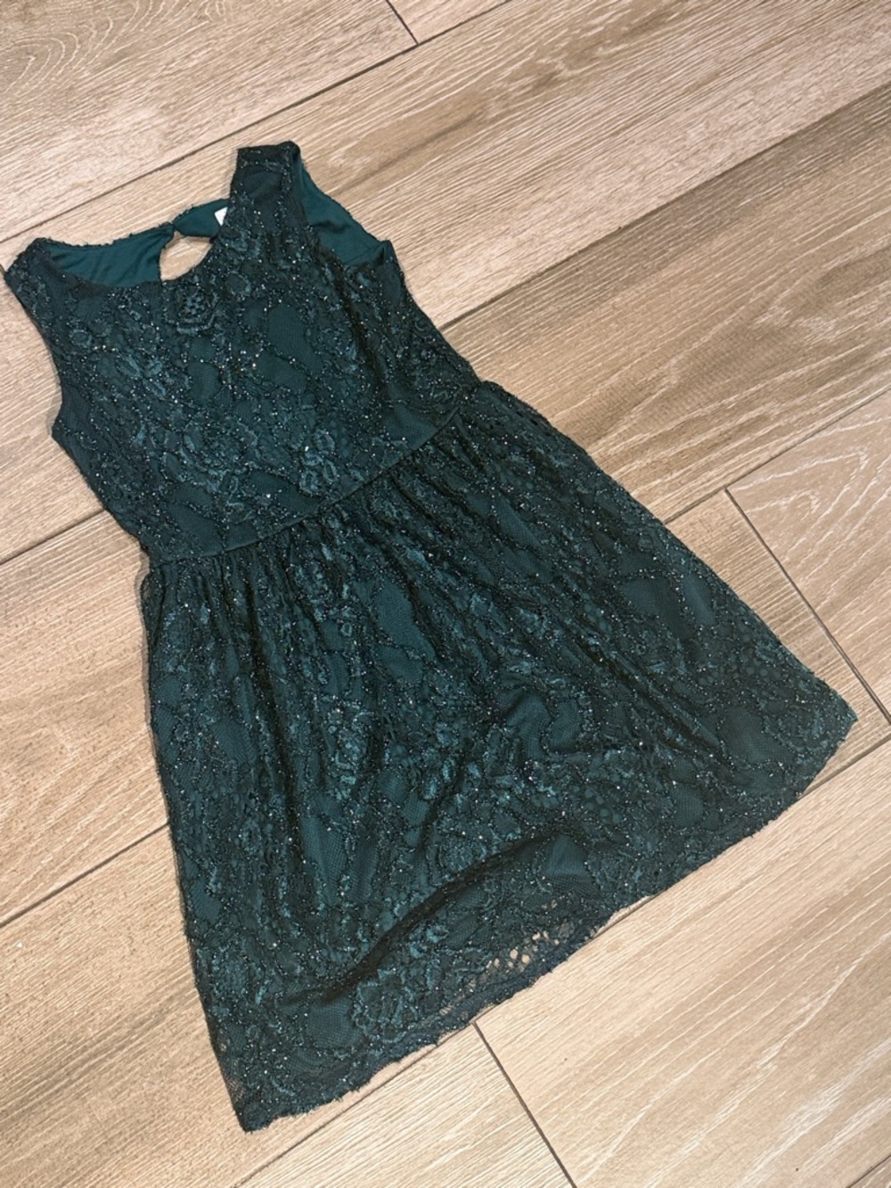 The Children's Place Dark Green Lace Sparkle Party Dress (LR)